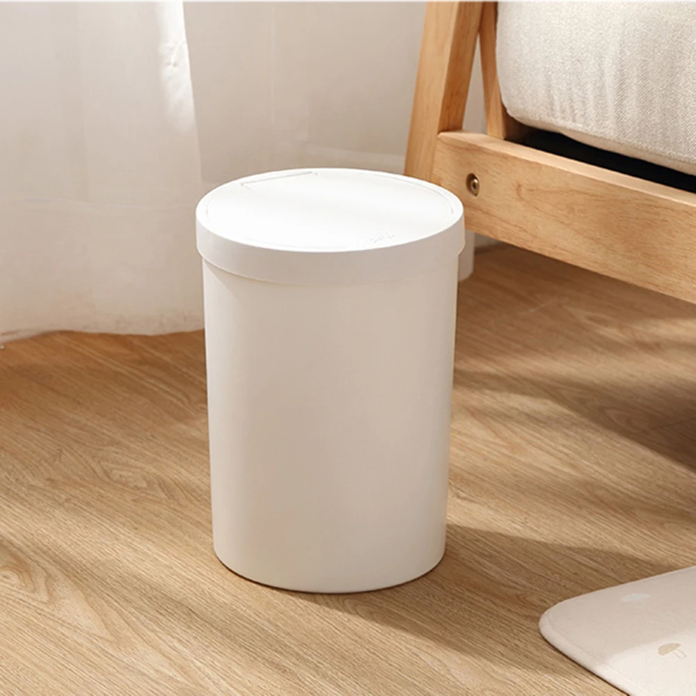 

2019 Home Use Fashion Simple Trash Can Kitchen Bedroom Garbage Bin Push Bounce Lock Garbage Container for Home Cleaning