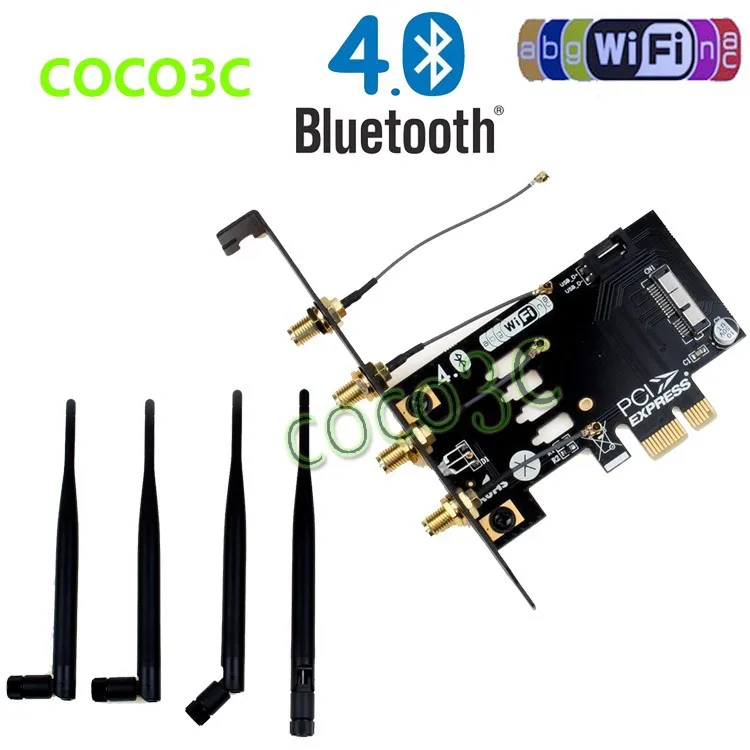 Ноутбук Беспроводной адаптер сетевой карты PCIe для 3G Bluetooth 4.0 WI-FI bcm94360cd/bcm94331cd модуль + 4 Беспроводной Телевизионные антенны