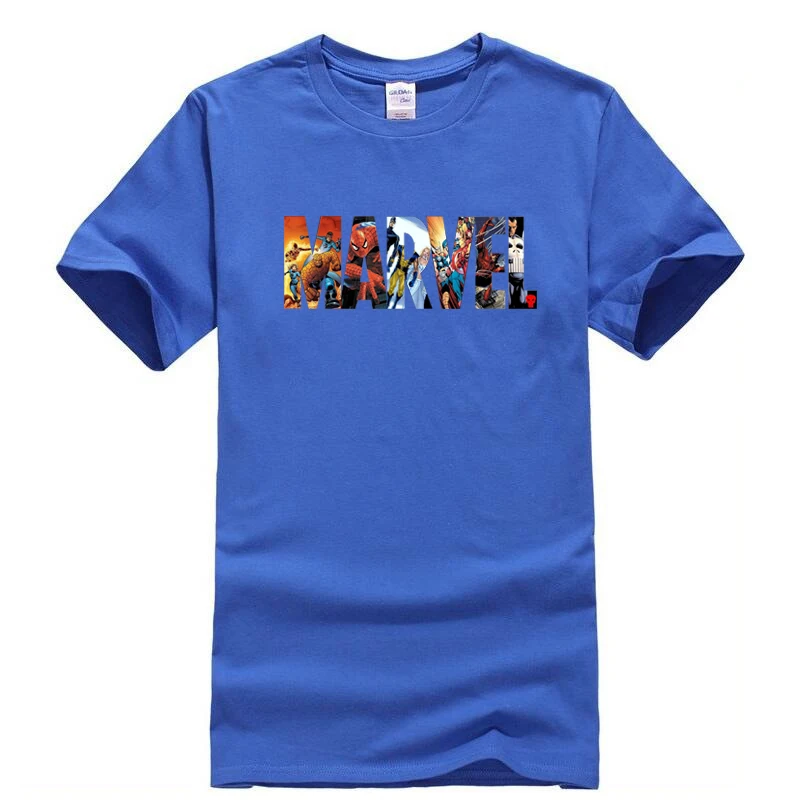 Футболка супергероя Marvel, Мстители, Мужская/Женская Повседневная футболка, модные брендовые мужские футболки, хлопковая летняя футболка с коротким рукавом - Цвет: Blue 1