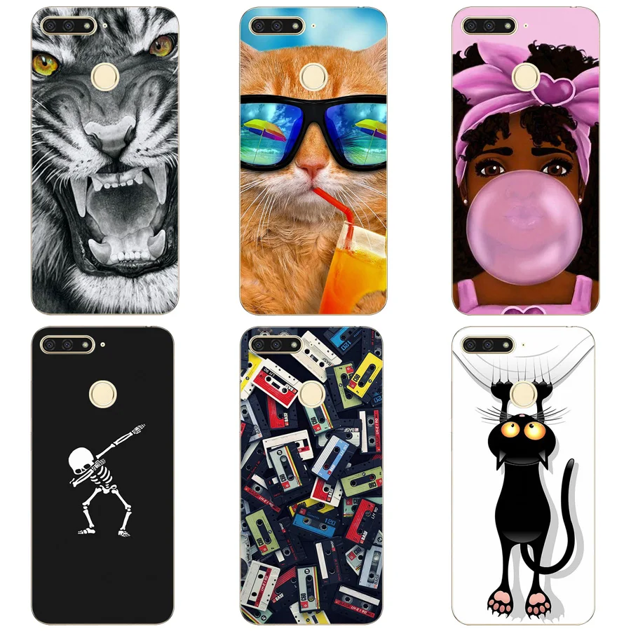 

TPU Soft Case For Huawei Honor 7C Aum-L41 5.7 inch Transparent Drawing Silicone Phone Cases For Huawei Honor 7 C Russian Version