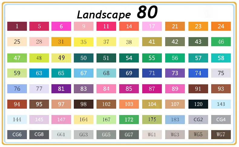 TouchFive 30/40/60/80/168маркеры для рисования ручка на спиртовой основе двустороннего искусства Рисунок манга Альтернатива COPIC - Цвет: landscape 80