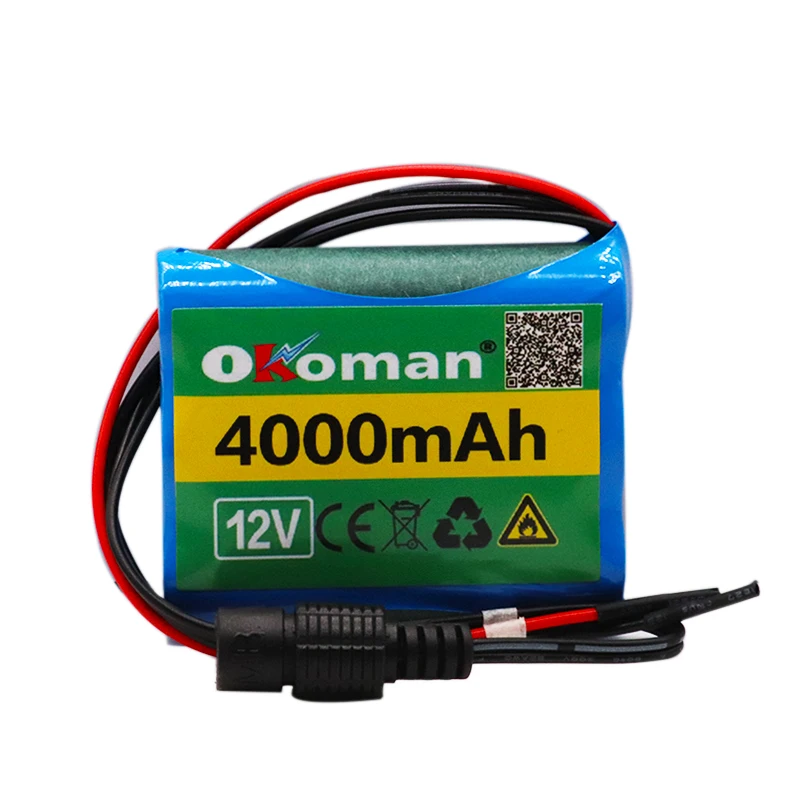 12 V 4000mAh 18650 литий-ионная аккумуляторная батарея для камеры видеонаблюдения 3А батареи+ 12,6 V 1A зарядное устройство