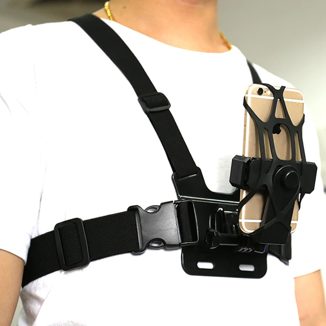 US $5.51 Adjustable Phone Clip Holder with Gopro Chest Belt Head Strap for iPhone Samsung Huawei xiaomi sma