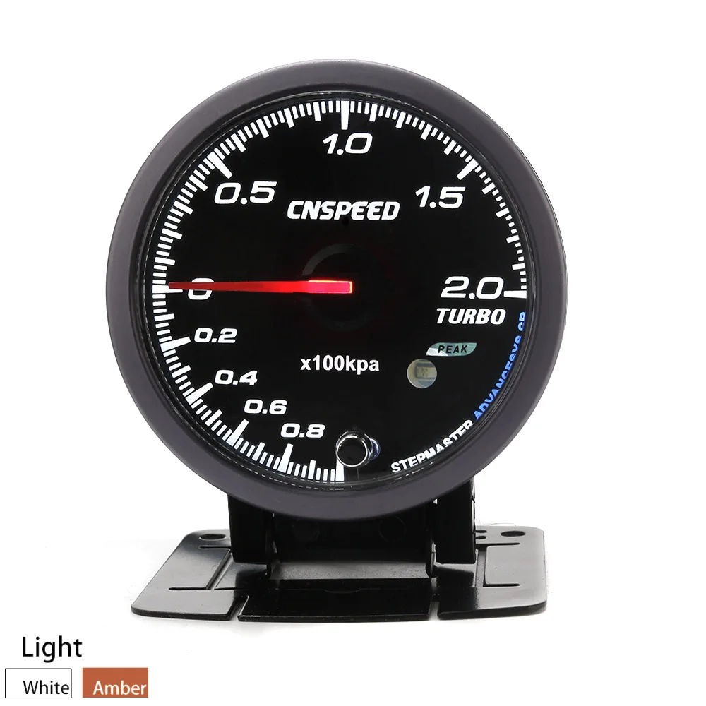 CNSPEED 60 мм 12 в автомобильный турбо Boost Gauge 2 бар с датчиком белый и янтарный освещение черное лицо турбо Boost метр YC101411