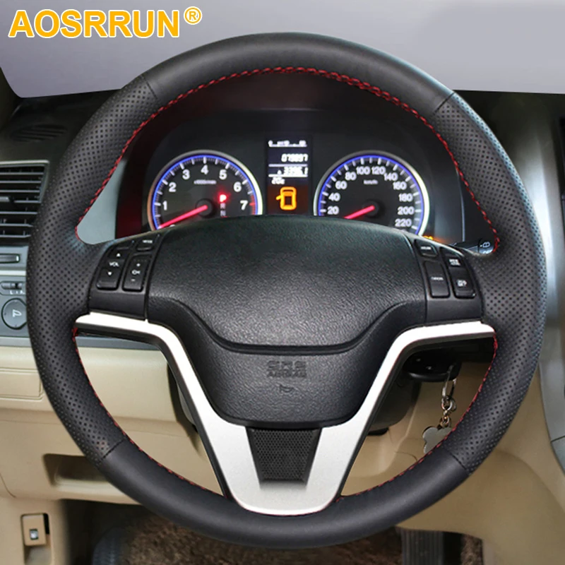 Car Accessories Leather Hand stitched Car Steering Wheel Cover For