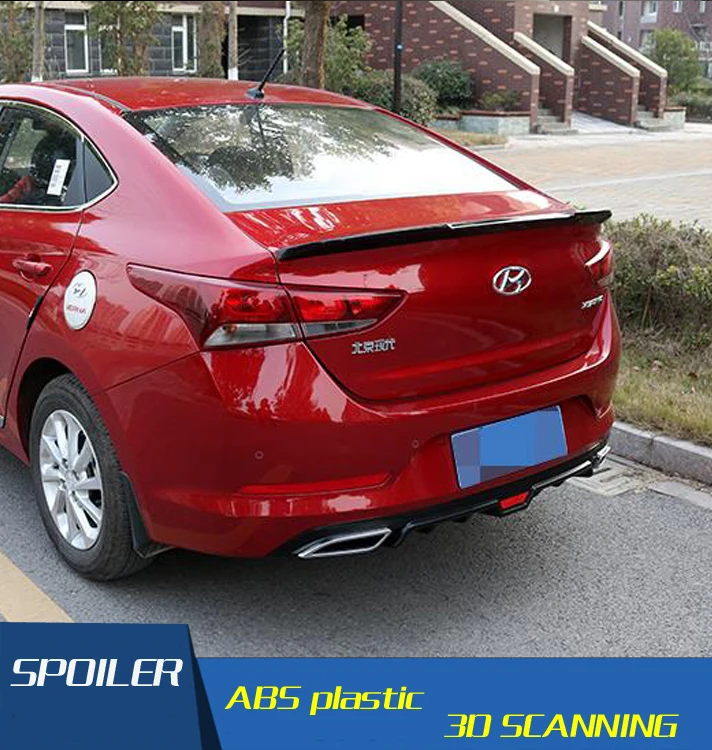 

For new Verna accen Spoiler 2017 ABS Material Car Rear Wing Primer Color Rear Spoiler For Hyundai Verna Spoiler 2017