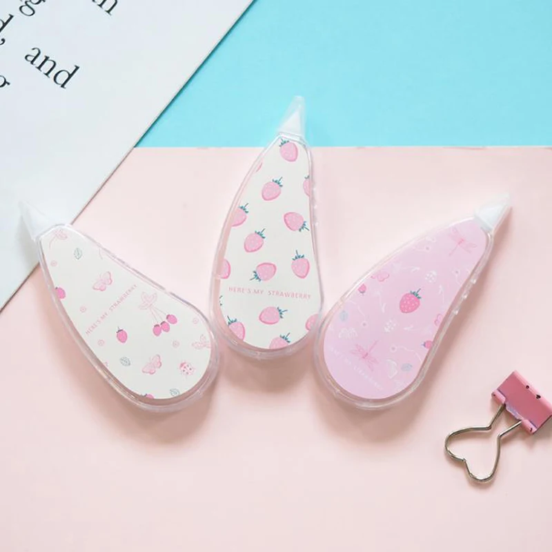 

1 Pcs Kawaii Fruit Strawberry Press Type Decorative Plastic Correction Tapes Corrector Stationery Office School Supply Gifts