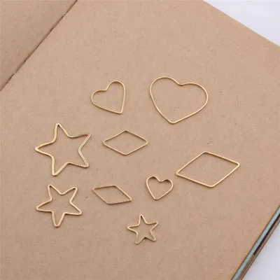 

30/20/10pcs Hollow gold silver star heart charms copper jewelry accessories minimalist geometric Earrings Pendant for bracelet
