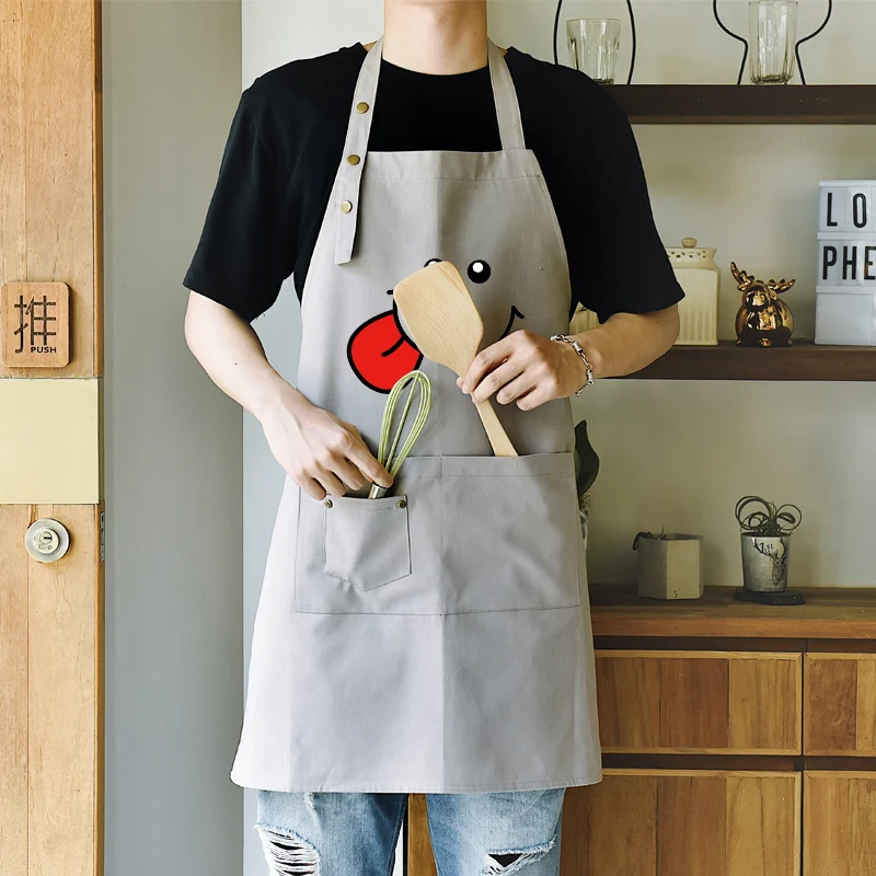 

Apron female fashion home kitchen baking cooking nail tea shop flower work waiter male waist apron logo print