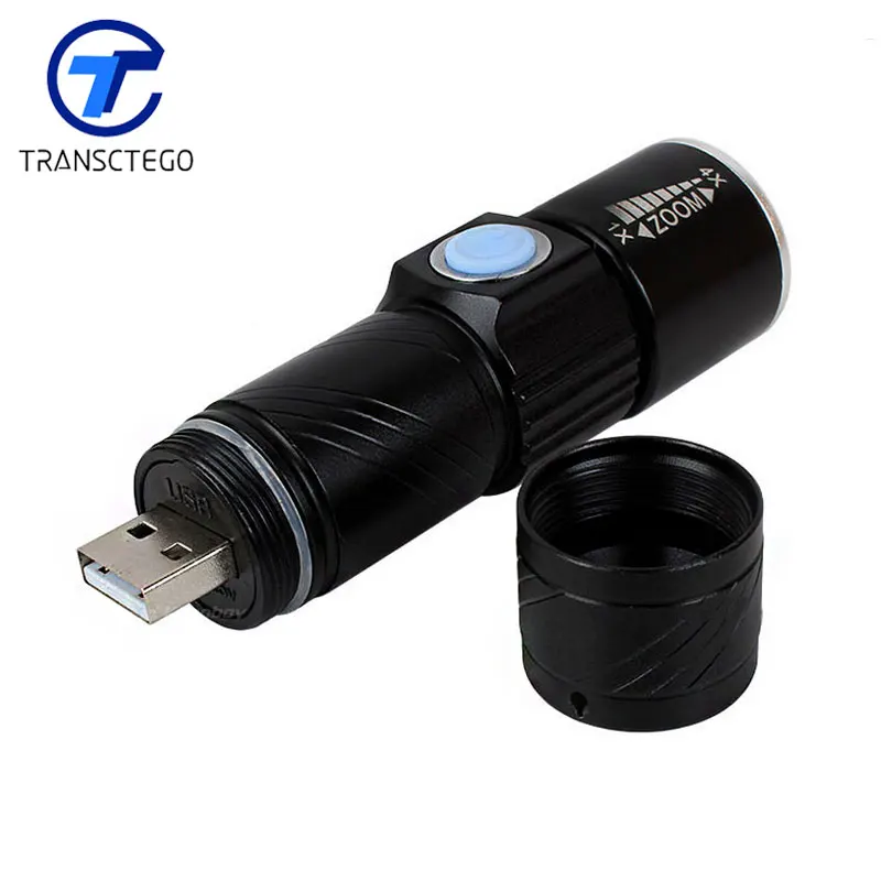 TRANSCTEGO мощный светодиодный фонарик usb удобный перезаряжаемый портативный мини USB зарядка для улицы Q5 zoom высокие яркие фонари