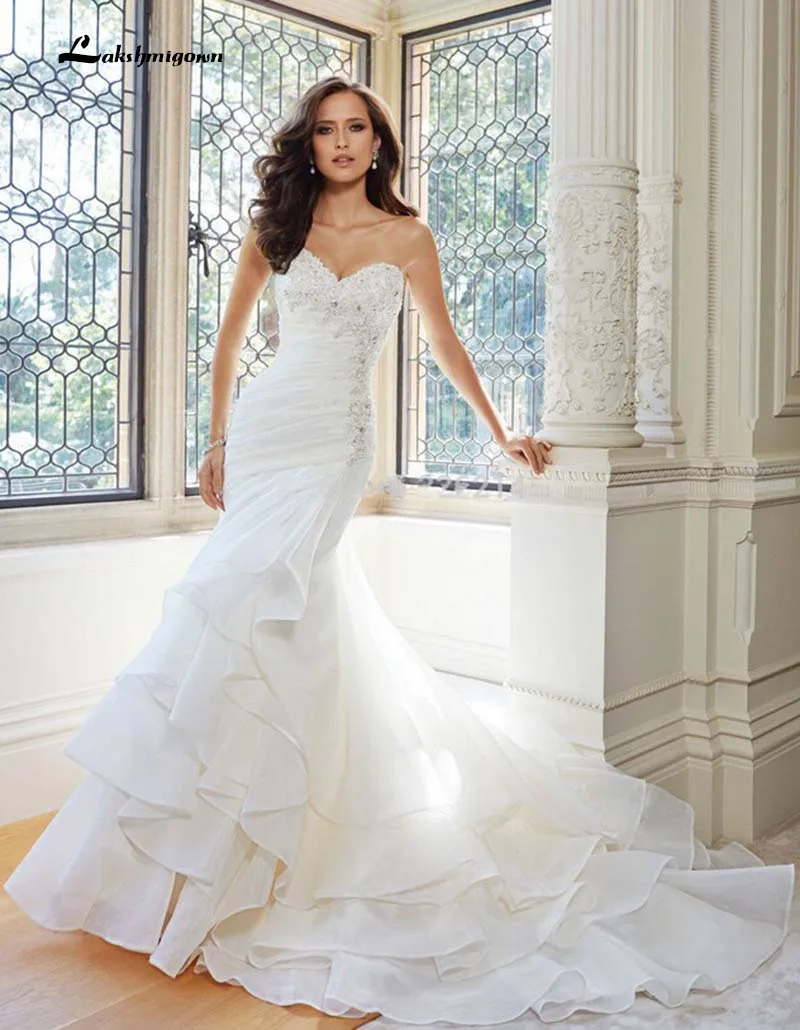White Mermaid font b Wedding b font font b Dress b font beaded vestidos de novia