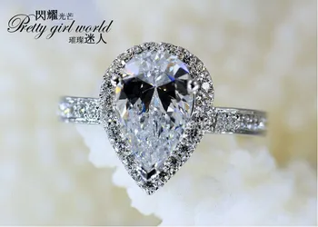 

choucong Stunning Pear Cut 5A Zircon stone 925 Sterling Silver Engagement Wedding Ring Sz 5-11 Free shipping Gift