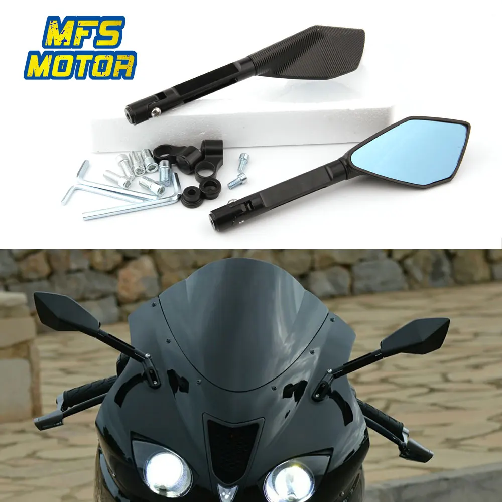 

For Suzuki dl650 gn250 gn125 gs 500 sv650 bandit 1200 650 Universal 8mm 10mm Motorcycle Accessories Rear View Mirrors Blue Glass