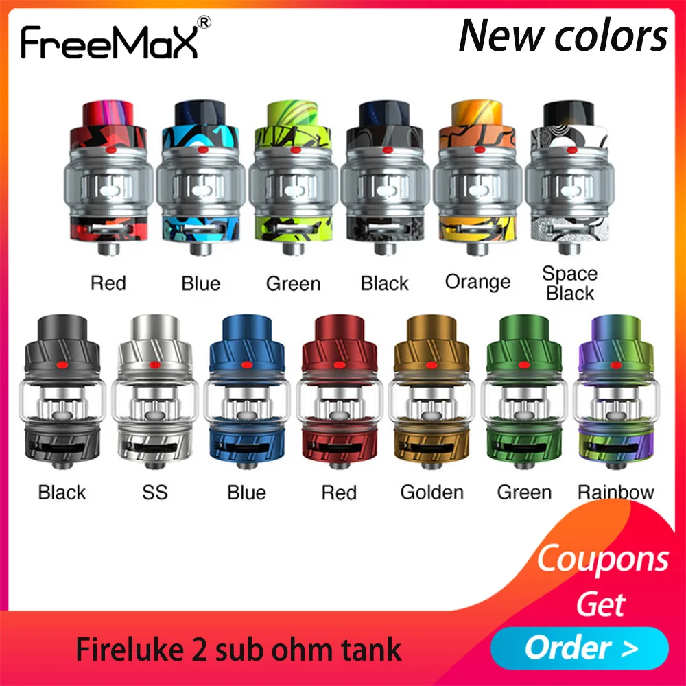 

In stock Electronic Cigarette Vape tank Freemax Fireluke 2 sub ohm tank Metal Edition 5ml Vape atomizer with 810 drip tip