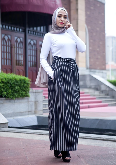 Faldas de talla grande para Mujer Moda 2019 Abaya musulmana rayada impresión larga elasticidad A-Line Mujer Jupe Longue Femme nuevo _ - AliExpress Mobile