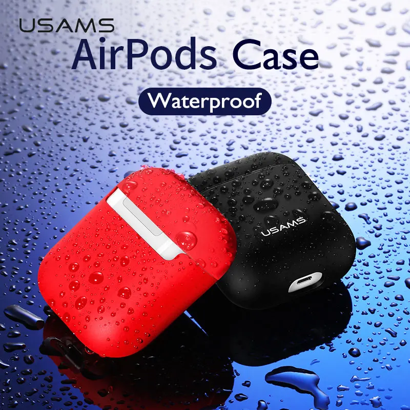 

USAMS Waterproof Case for Airpods Silicone Split Design Protective Case for Apple Airpods Case Shockproof Coque for Airpod
