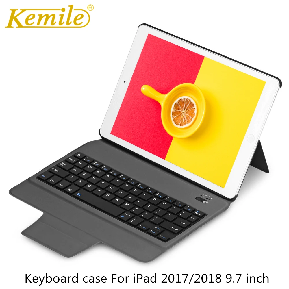 Kemile ультра тонкая клавиатура Bluetooth чехол для нового iPad 2018 со съемной клавиатура для iPad 2018 Новый чехол клавиатура-подставка