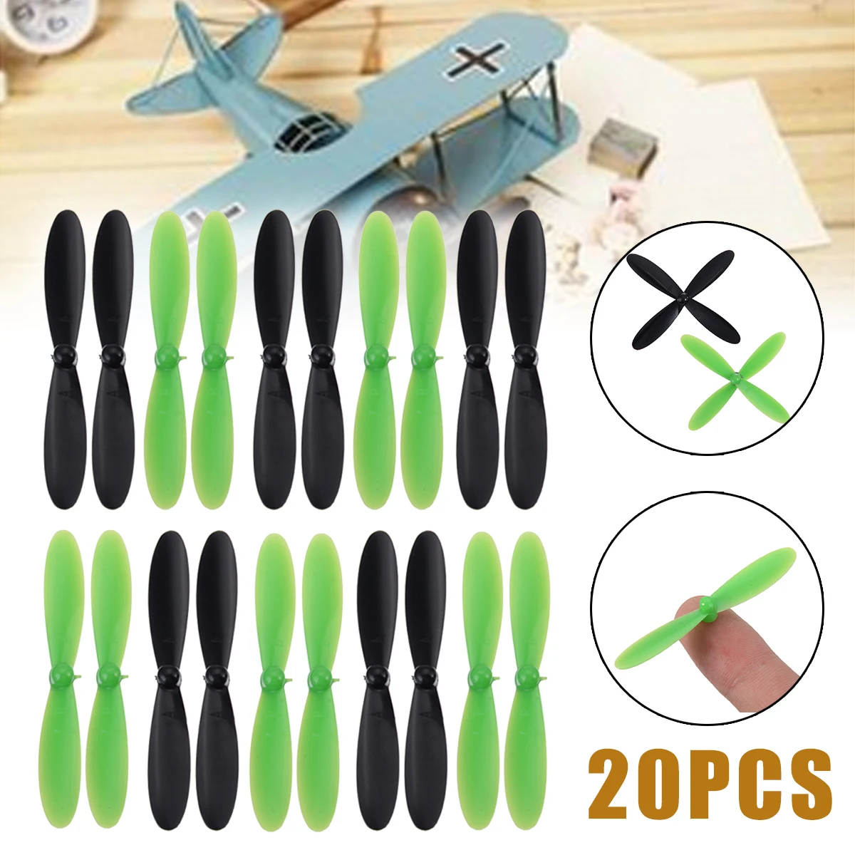 

20pcs/set Black Green Propeller Blade Rotor Blades Propellers Props For Hubsan X4 Quadcopter Motor H107L H107C