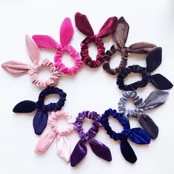 Кроличьи уши бархата Scrunchie Для женщин девушки Упругие волосы резиновые ленты аксессуары для Для женщин галстук резинка для волос Головные