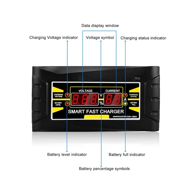 Vollautomatische Autobatterie Ladegerät 150v / 250v bis 12v 6a intelligente  schnelle Leistung aufladen