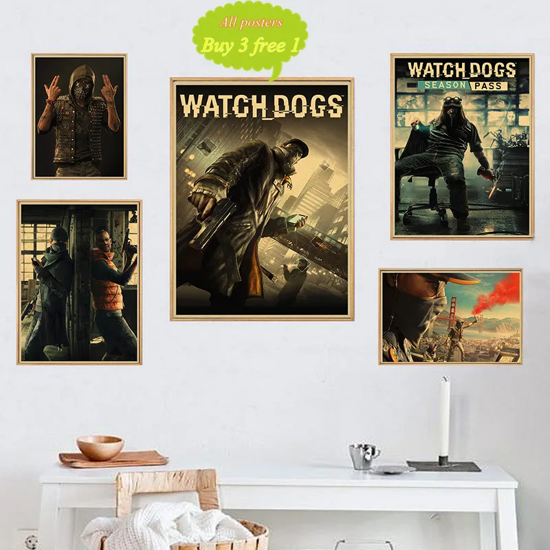 

Watch Dogs 2 Game kraft paper poster/ Home Furnishing decoration Kraft Game Poster Drawing core Wall stickers
