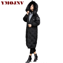 Fashion Large Sizes Long Down Parka 2017 Women Winter Coat 7 Color Real Raccoon Fur Collar Hooded Thick Warm Womens Down Jackets