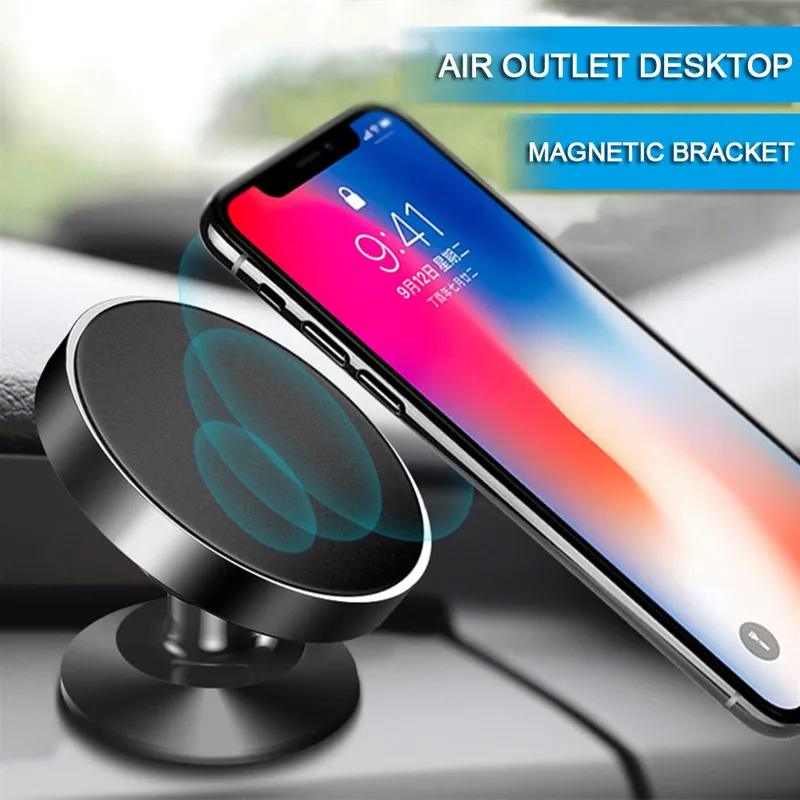 

360 Degree Rotating Phone Holder Car Air Vent Mount Car Suction Cup Universal Mobilephone Stand Magnet Support Car Accessories