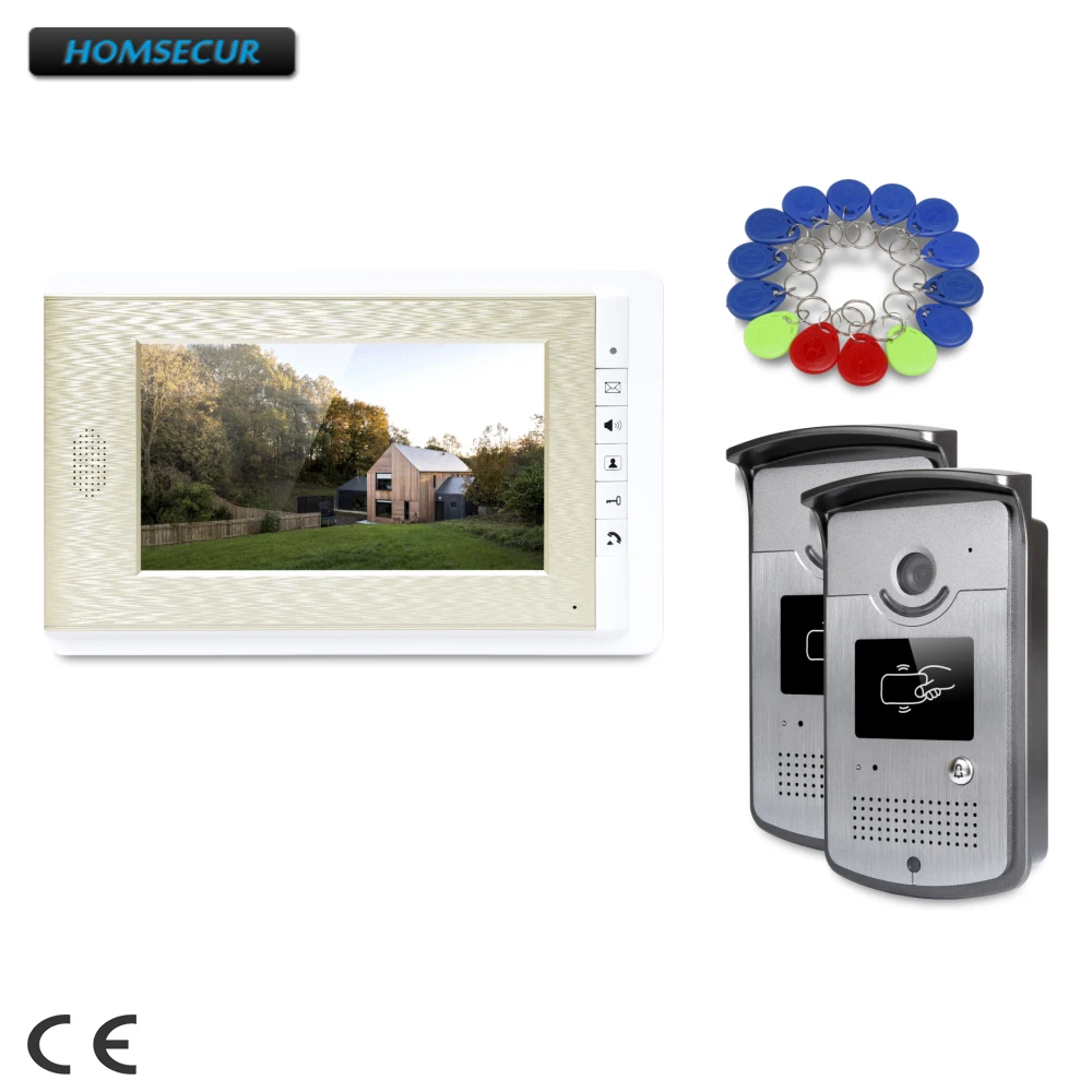 

HOMSECUR 7inch Video Door Entry Call System with Keyfobs Unlocking Camera for House/ Flat : XC001+XM708-G