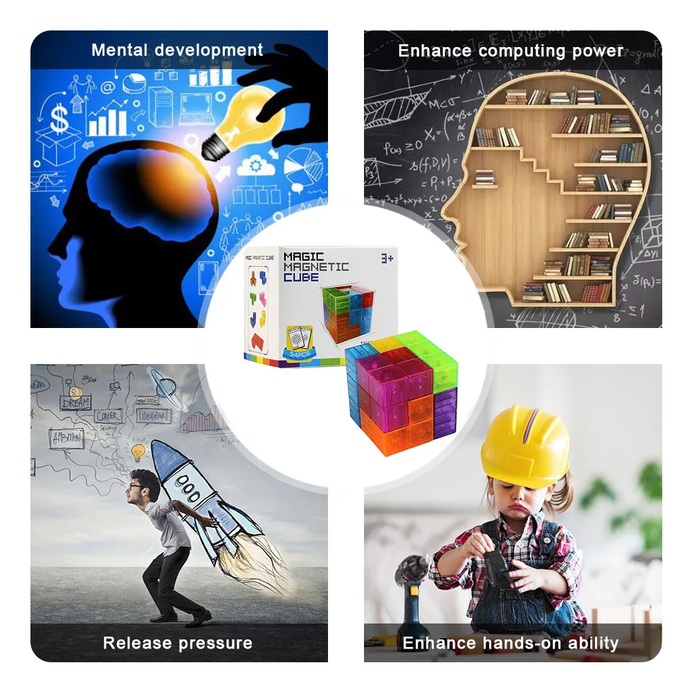 3D Сборка и изменение Куб Магнитная сила 7 шт. Головоломка Куб+ 54 шт. умные наборы открыток для детей и взрослых Развивающие игрушки подарки