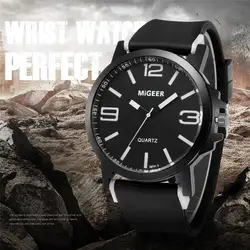 Migeer 2018 человек высокого качества брендовые роскошные часы силиконовый ремешок Спорт Прохладный кварцевые часы наручные аналоговые часы