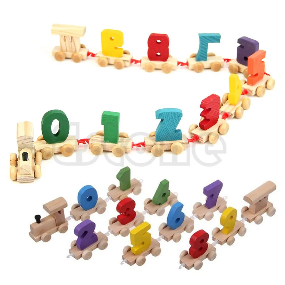 Children children toy wooden train number Digital 0 9 cars kids toys