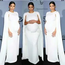 Ким Кардашьян белое трикотажное платье знаменитостей кафтан белый эластичный мыс вечернее платье для беременных женщин Материнство