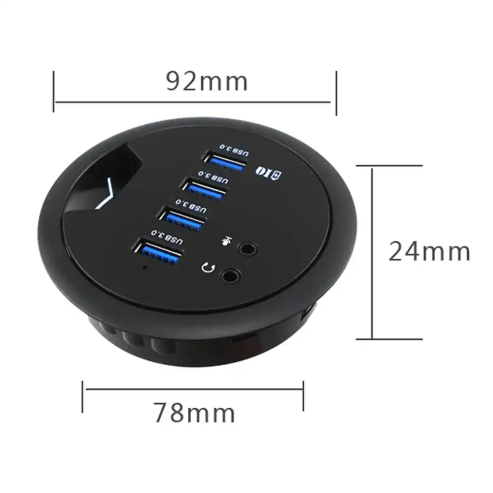 Mount In Desk 4Ports USB 3.0 HUB Adapter /& External Stereo Sound Adapter Combo A