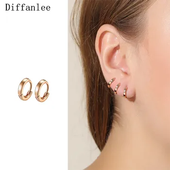 

585 Gold color Mini Slim Trend Hip-hop Huggie Circle Small Hoop Earrings For Women Fashion Hot Gift for Kids Girls Baby Children
