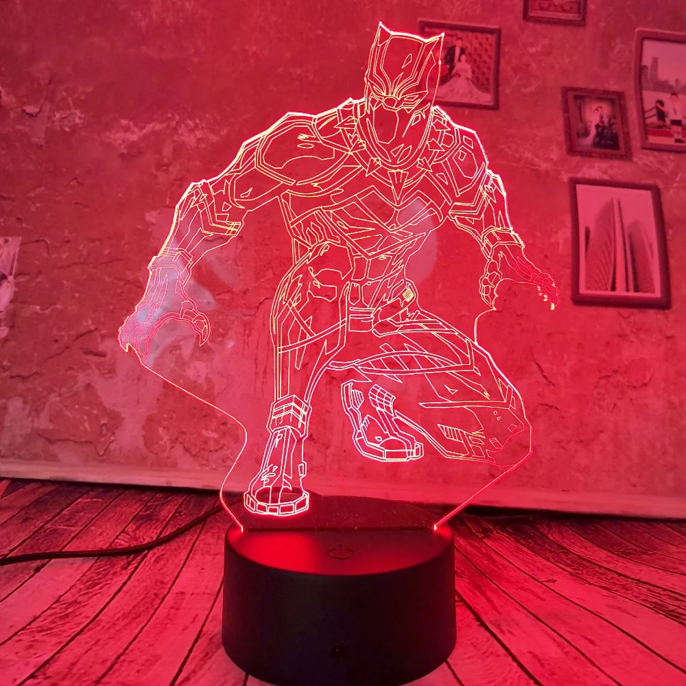 Новый крутой 3D светодиодный светильник Marvel Black Panther Touch ночник 7 цветов градиент USB