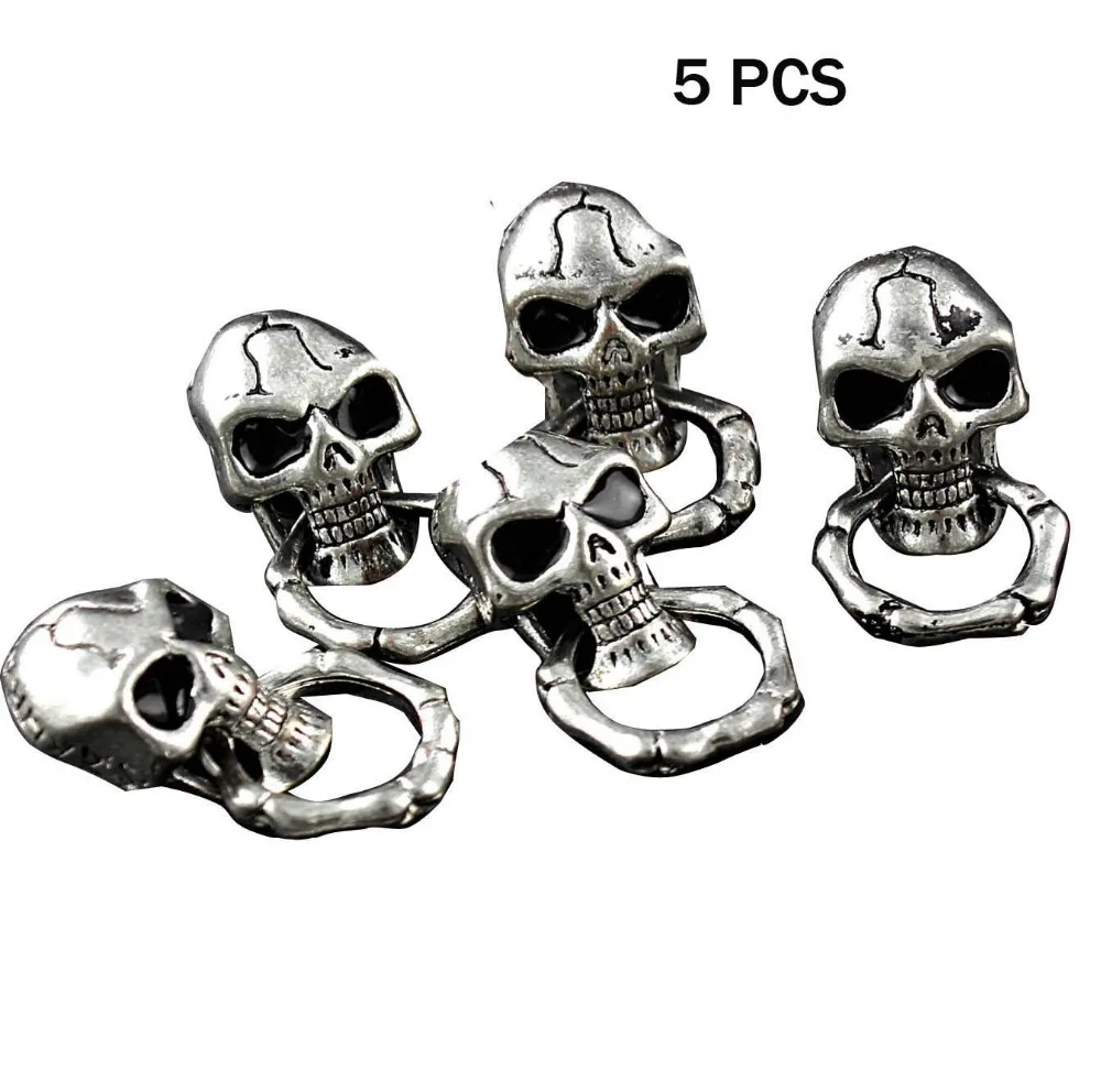 

5PCS Screw Back Sliver Tone Skull With Ring Biker Chain Wallet Connector Joint