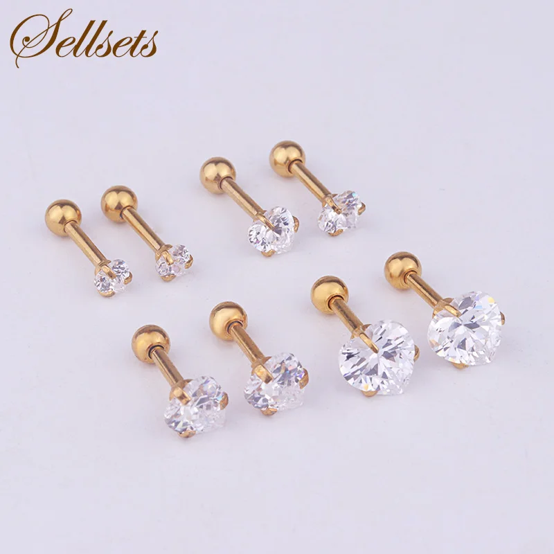 Серьги гвоздики Sellsets из хирургической стали 316L серьги для пирсинга козелка уха в