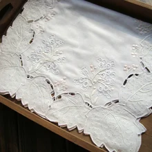 32 см в ширину* 47 см в длину) высококачественный тяжелый вышитый бежевый хлопковый Прямоугольный Коврик