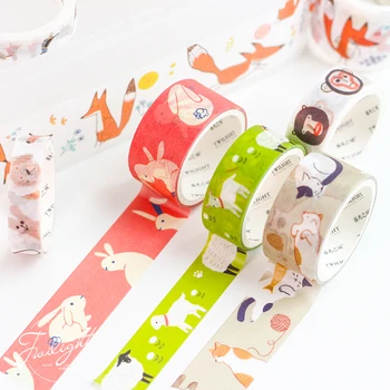 

8pcs Cute Animals Fruits Washi Tape Kawaii Scrapbook DIY Simple Decor Masking Tape School Stationery Journal Accessories