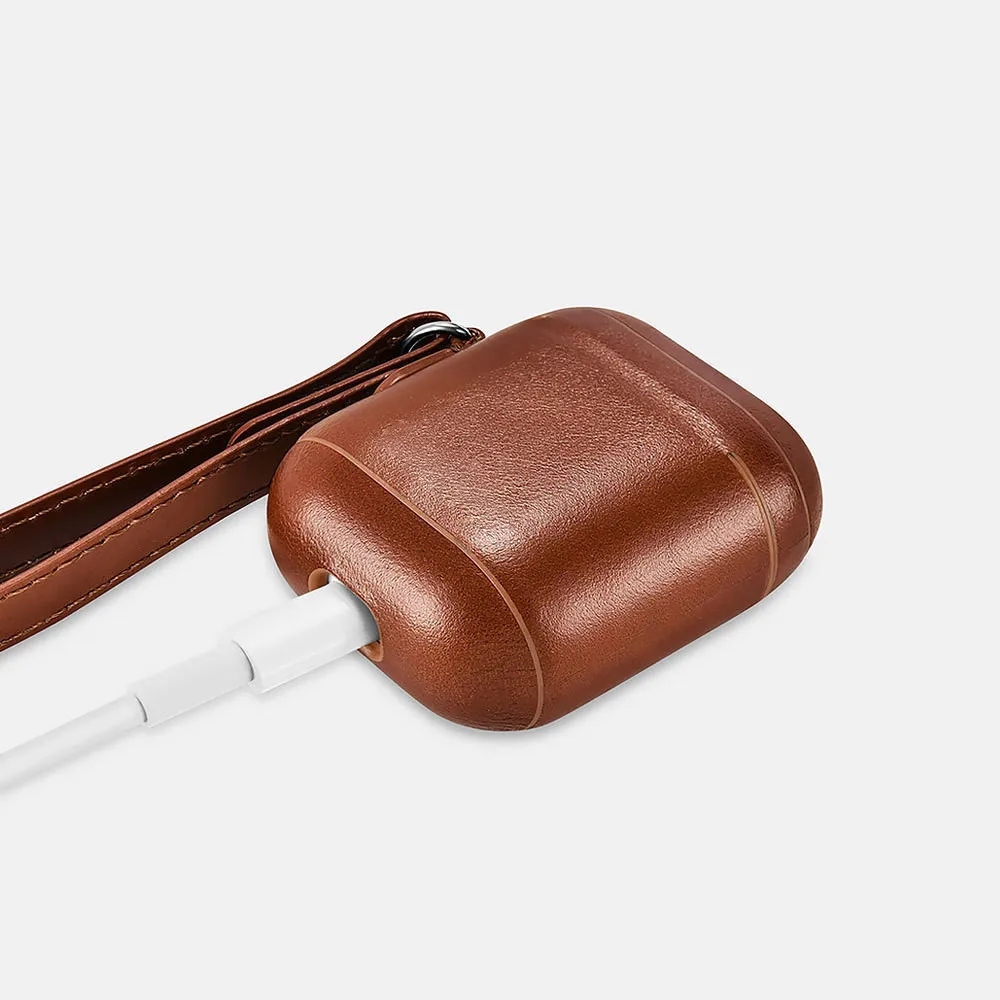 Leather Case for Apple Airpods 2 Airpods 1 Protective Case Vintage Design Headphone Leather Case LED Light Cover Accessories