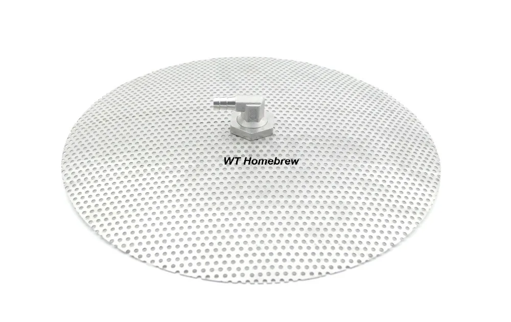 

304 SS False Bottom -23cm Diameter, with 3/8" barb fitting and 1/2" lock nuts, all grain brewing accessories, hopbacks