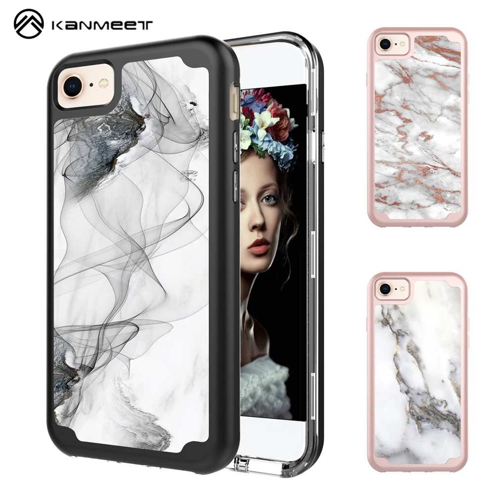 

Marble Shockproof Phone Case For iPhone 6 6s 7 8 Plus 3 in 1 Hard Plastic & Soft Rubber Back Cover For iPhone 6 s 6Plus 7Plus