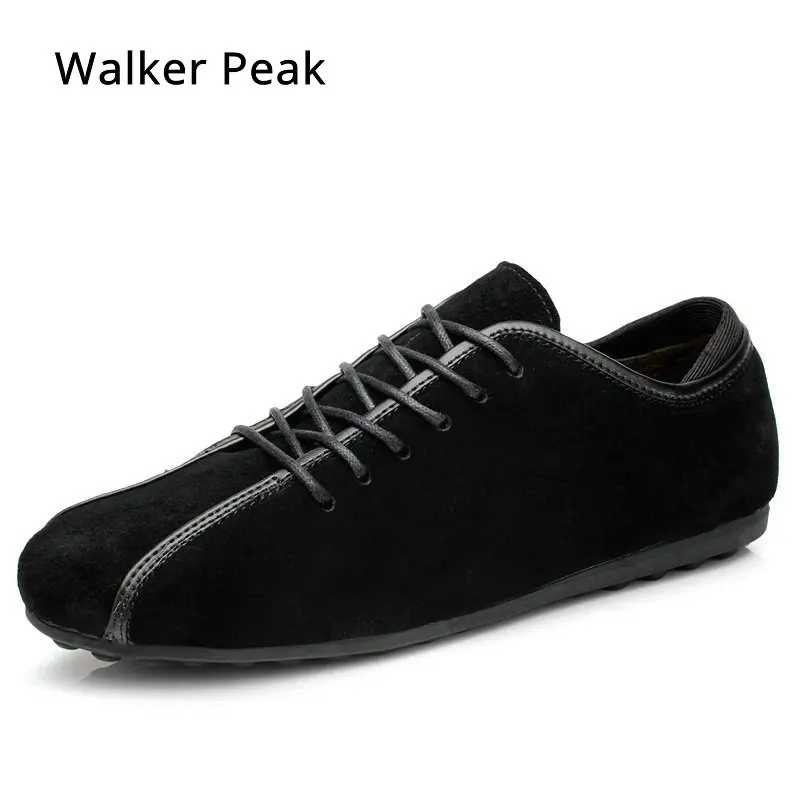 

New Nubuck Leather Shoes for Men Autumn Winter Men Casual Shoes Fashion Lace up Driving Shoes Flats shoes zapatillas Walker Peak