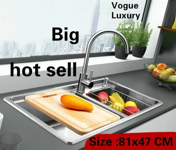 Buy Free Shipping Home Vogue Wash Vegetables High Capacity Big Kitchen Double Groove Sink Luxury 304 Stainless Steel 810x470 MM