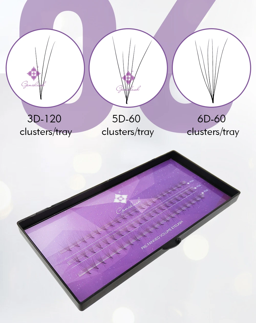 Feixes de Cílios dos Fãs de Genielash Premade para Extensões de Cílios de Volume Cílios de Maquiagem Fácil Escolher Cílios Pré-fabricados 6d 15 Cílios postiços