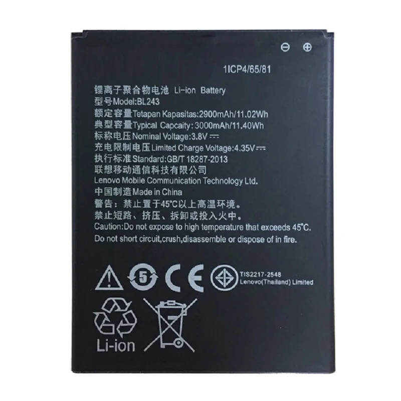 for Lenovo K3 Note original Battery 2900mAh Li-ion BL243 Replacement K50-T5 Smartphone | Мобильные телефоны и аксессуары