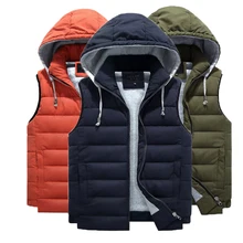 Зима плюс размер мужской жилет 4XL-7XL 8XL мужской свободный хлопок s мужской жилет верхняя одежда и пальто с удлиненная шапка съемный