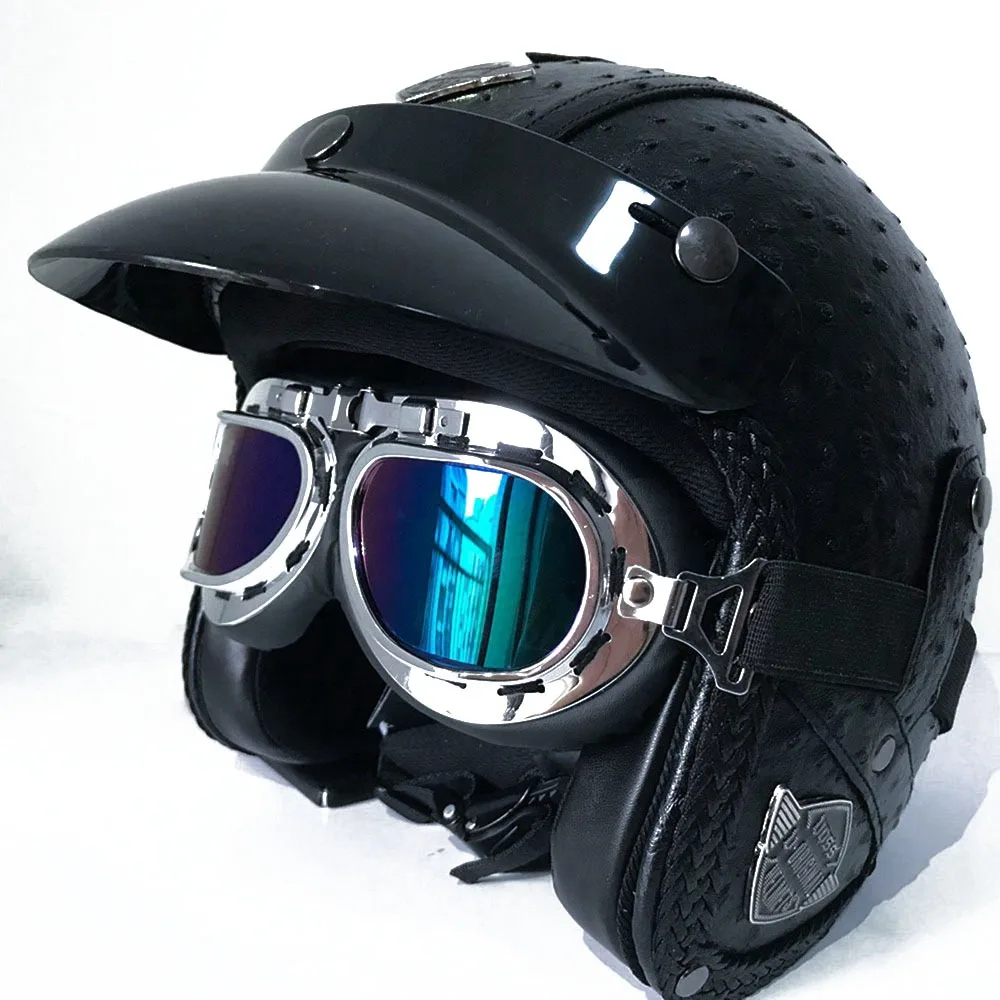 Ретро мотоциклетный шлем для полного лица мото Кроссовый шлем с открытым лицом винтажный мотоцикл KTM скутер гоночный Чоппер пилот - Цвет: SR helmet dot BK