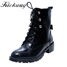 Kickway 2018 couro Genuíno das mulheres martin botas de inverno sapatos quentes botas motocicleta tornozelo botas de moda feminina do sexo feminino das mulheres