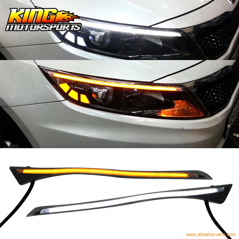 For 2011 2015 Kia Optima LED Eyebrow DRL Headlight Turn Signalin Car